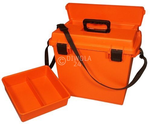 MTM, wasser- und witterungsbeständige Transportbox mit 2-geteilten Einsatz zum herausnehmen, Größe 47 x 33 x 38 cm, Orange, O-Ring gedichtet, Art.-Nr.: SPUD-7-35